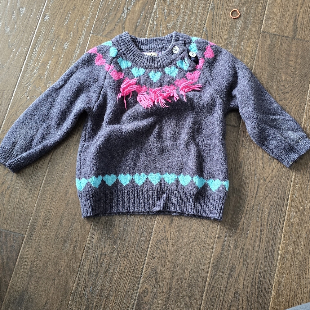 Hatley Kids Heart Pattern Sweater - Gray and Pink